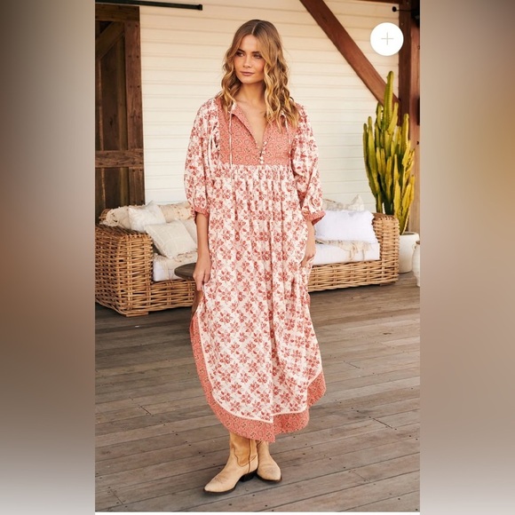 Free People Hazy Maisy Floral Cottage Core Bohemian Prairie Maxi Dress Small - Picture 7 of 14